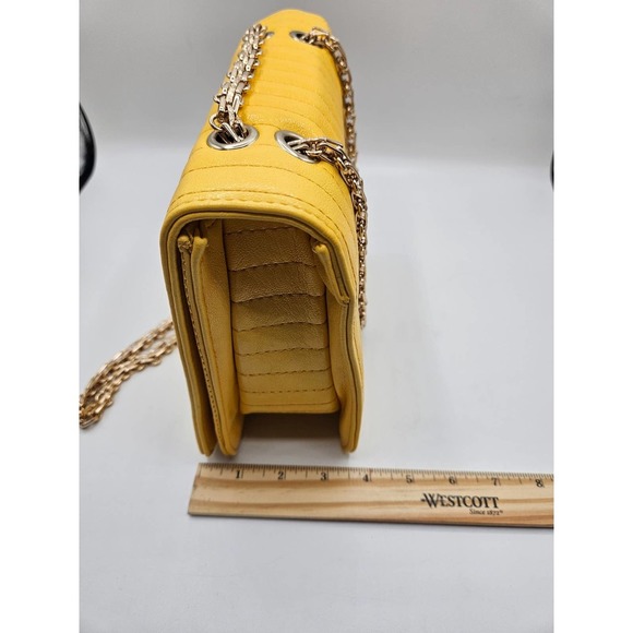 Mellow World Paola Yellow Quilted Turnlock Chain Handle Purse Bag‎ Handbag - Picture 9 of 12